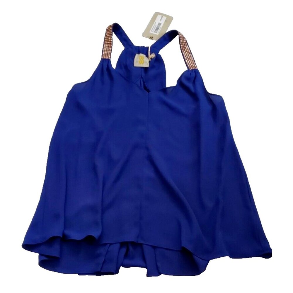 SS Sis Sis Studded Elec Blue Top Size M SIS70734BCEM High Low Sleeveless